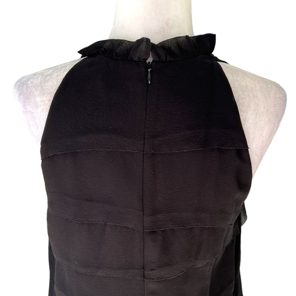 VINCE Silk Chiffon Black Layered Ruffle Halter Neck Column Midi Dress - 12 - Picture 6 of 11